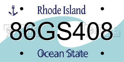 86GS408 Rhode Island License Plate