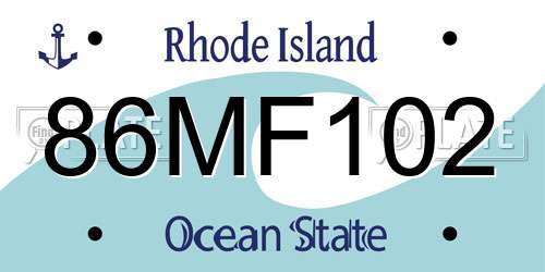 86MF102 Rhode Island License Plate