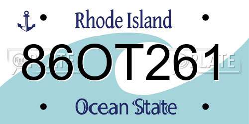 86OT261 Rhode Island License Plate