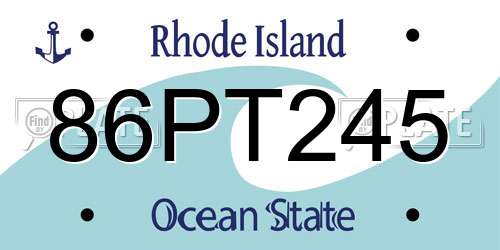 86PT245 Rhode Island License Plate