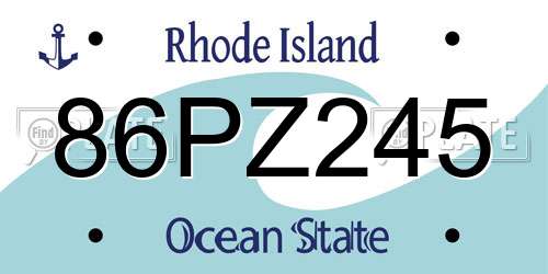 86PZ245 Rhode Island License Plate