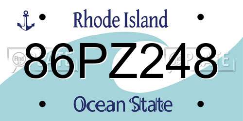 86PZ248 Rhode Island License Plate