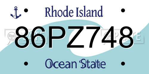 86PZ748 Rhode Island License Plate