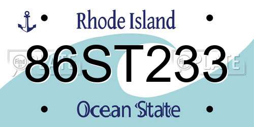 86ST233 Rhode Island License Plate