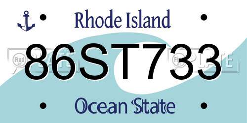 86ST733 Rhode Island License Plate