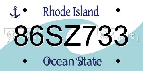 86SZ733 Rhode Island License Plate