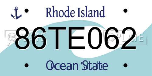 86TE062 Rhode Island License Plate