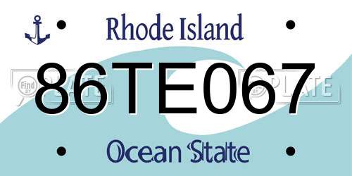 86TE067 Rhode Island License Plate