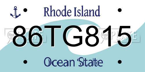 86TG815 Rhode Island License Plate