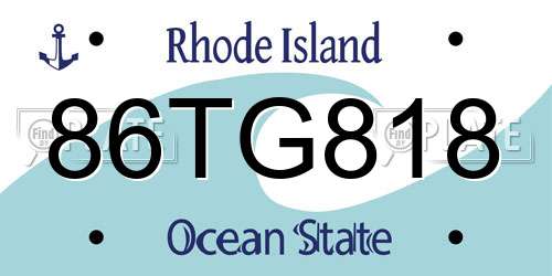 86TG818 Rhode Island License Plate