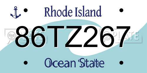 86TZ267 Rhode Island License Plate