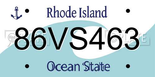 86VS463 Rhode Island License Plate