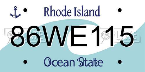 86WE115 Rhode Island License Plate