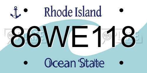 86WE118 Rhode Island License Plate