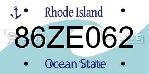 86ZE062 Rhode Island License Plate