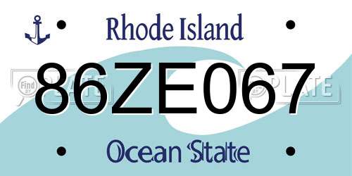 86ZE067 Rhode Island License Plate