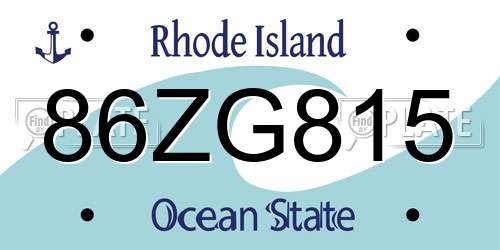 86ZG815 Rhode Island License Plate