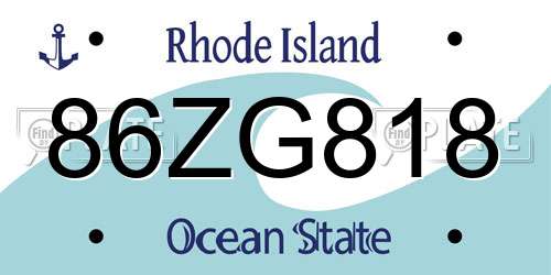 86ZG818 Rhode Island License Plate