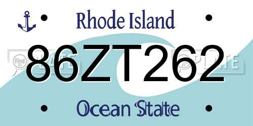 86ZT262 Rhode Island License Plate