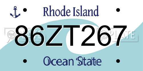 86ZT267 Rhode Island License Plate