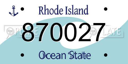 870027 Rhode Island License Plate