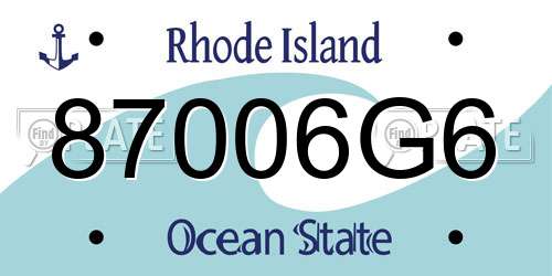 87006G6 Rhode Island License Plate