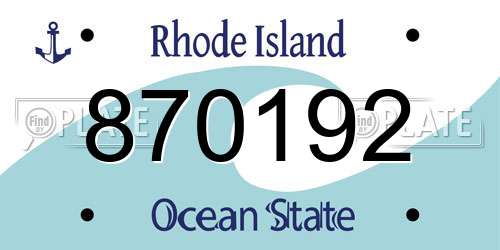 870192 Rhode Island License Plate