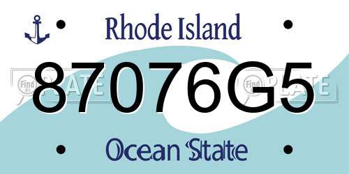 87076G5 Rhode Island License Plate