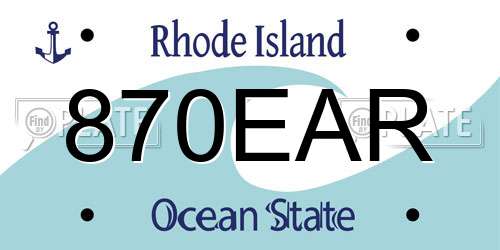 870EAR Rhode Island License Plate