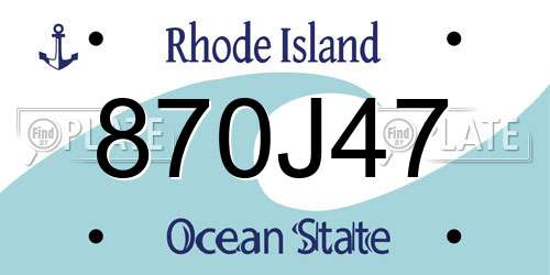 870J47 Rhode Island License Plate