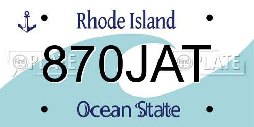 870JAT Rhode Island License Plate
