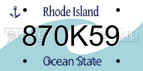 870K59 Rhode Island License Plate
