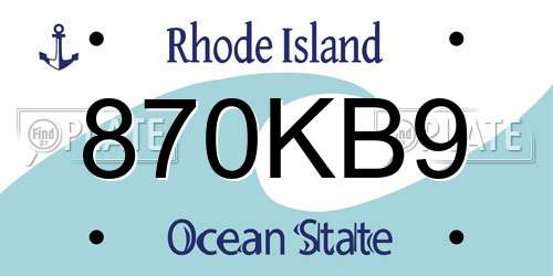 870KB9 Rhode Island License Plate