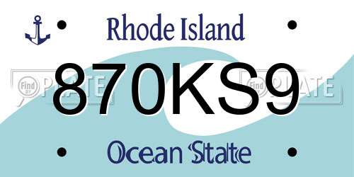 870KS9 Rhode Island License Plate