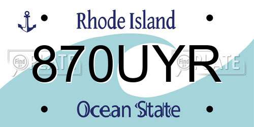 870UYR Rhode Island License Plate