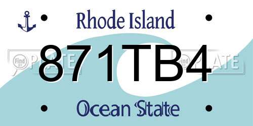 871TB4 Rhode Island License Plate