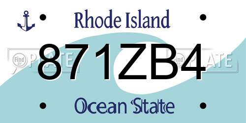 871ZB4 Rhode Island License Plate