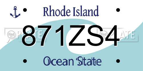 871ZS4 Rhode Island License Plate