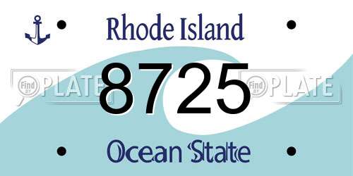 8725 Rhode Island License Plate