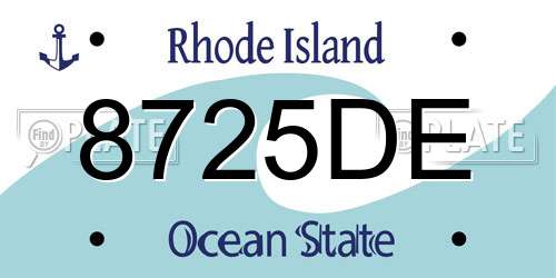 8725DE Rhode Island License Plate