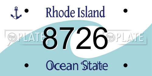 8726 Rhode Island License Plate