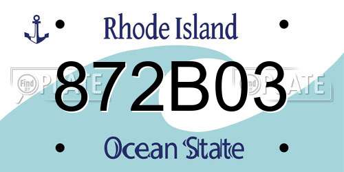 872B03 Rhode Island License Plate