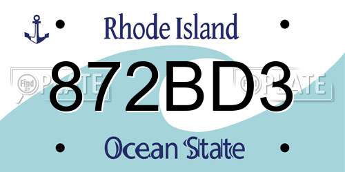 872BD3 Rhode Island License Plate