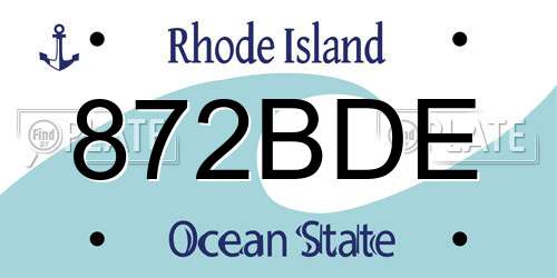 872BDE Rhode Island License Plate