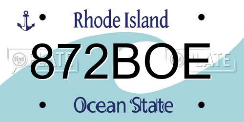 872BOE Rhode Island License Plate