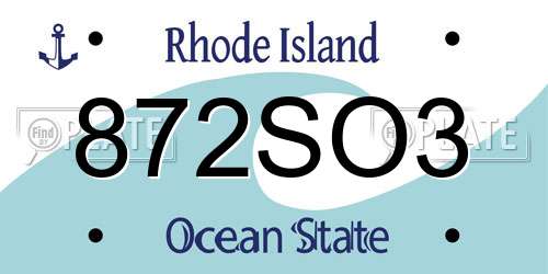 872SO3 Rhode Island License Plate