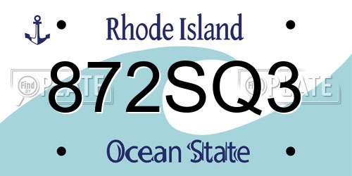 872SQ3 Rhode Island License Plate