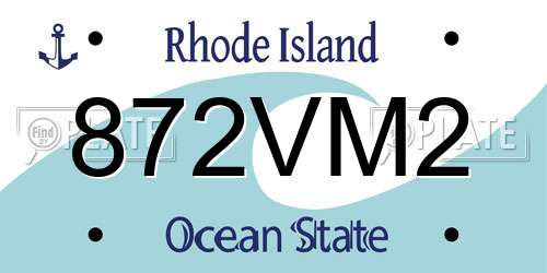 872VM2 Rhode Island License Plate