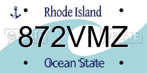 872VMZ Rhode Island License Plate