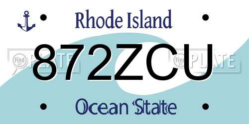 872ZCU Rhode Island License Plate